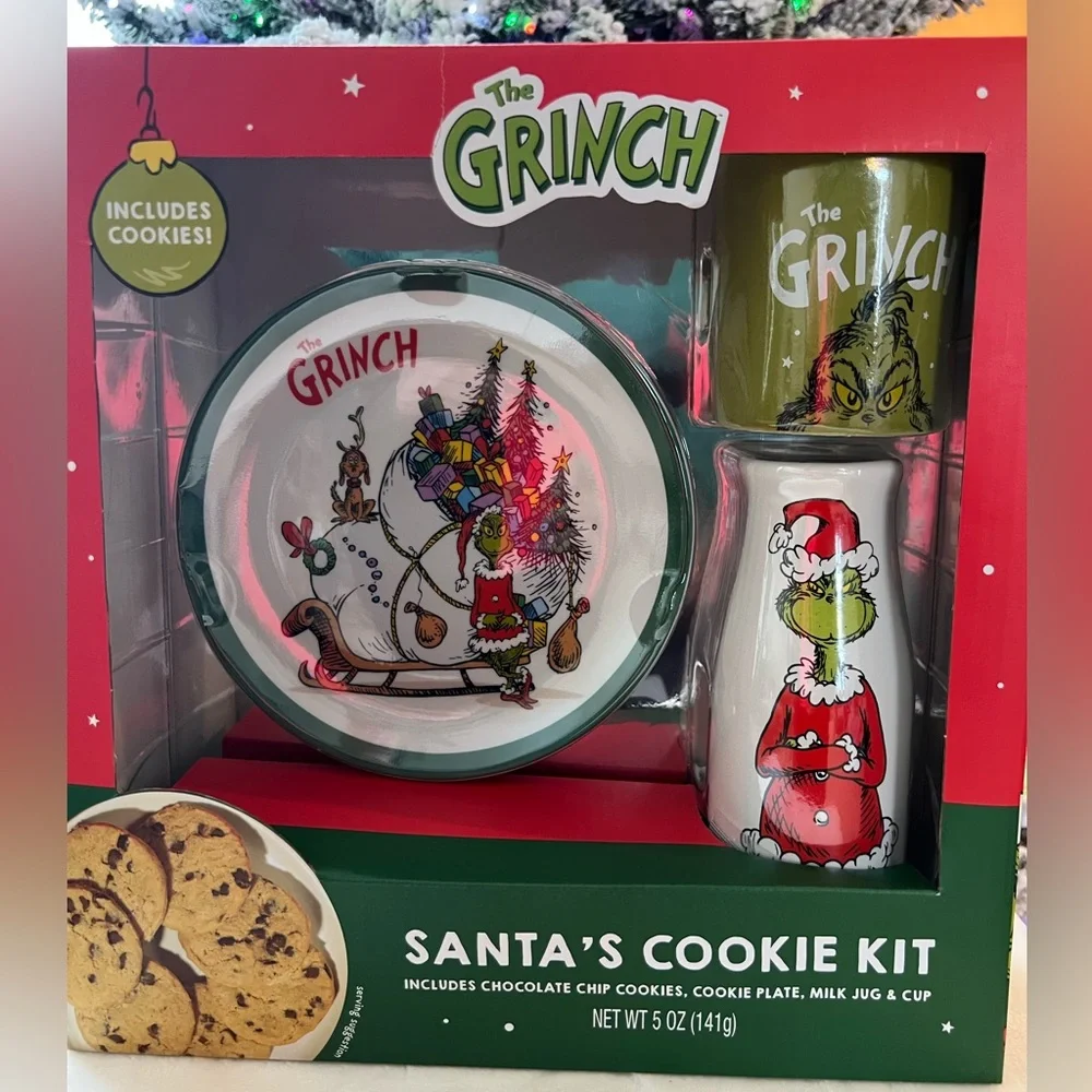 The Grinch Santa’s Cookie Kit – Plate, Mug, Milk Jug + Cookies | New in Box‎